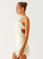 Not Your Fan Cut Out Mini Dress - Yellow