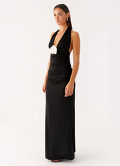 Adalie Halter Neck Midi Dress - Black