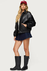 Halley Faux Leather Bomber Jacket