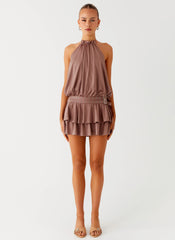 Dopamine Belt Mini Dress - Taupe