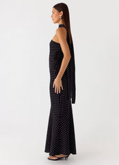 Under The Pagoda Maxi Dress - Black Polkadot