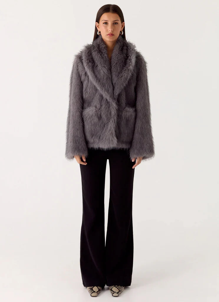 Katiana Faux Fur Jacket - Grey