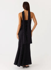 Under The Pagoda Maxi Dress - Black Polkadot